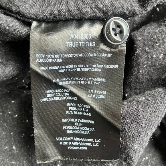 Volcom Men's Collared Short Sleeve Button Up Shirt Black & White Extra Large XL - Picture 5 of 5